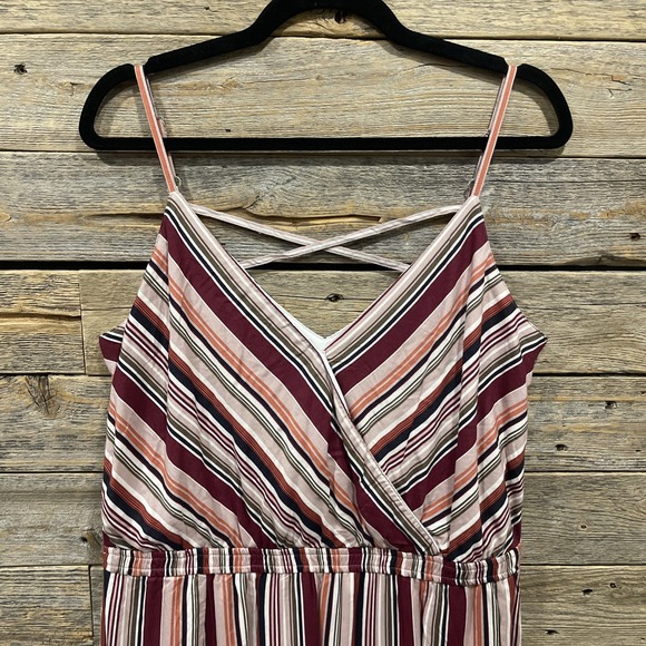 NWT Maurices Women's Multicolored Striped Sleeveless‎ Midi Dress Size L V Neck - Picture 3 of 11